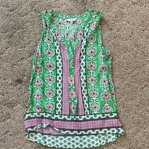 Crown & Ivy Green and Pink Floral Tank Top